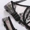 Women's Sexy Thin Bra Set Floral Embroidery Mesh Splicing Lingerie Set Push-Up & Breathable Bra Lingerie Set