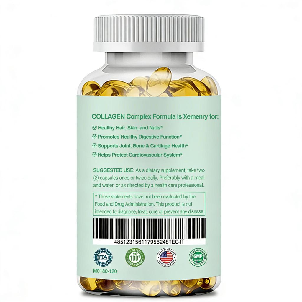 Collagen Complex 3300mg- Type I, II, III, V, X - Hydrolyzed Collagen, Anti-Aging