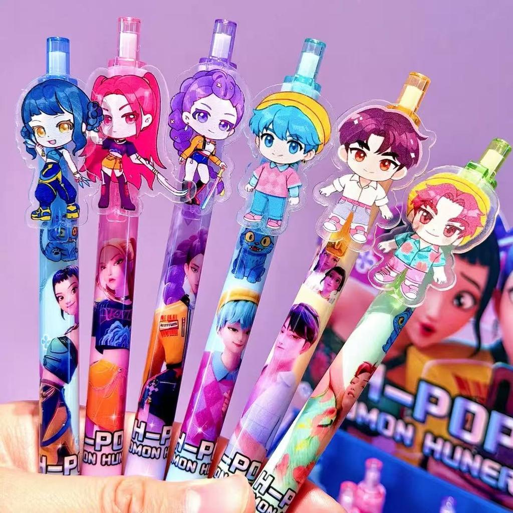 Cacciatori di Demoni Kpop Carini Penne Gel Nere da 0,5 mm Cancelleria Kawaii Cartoni Animati Derivati Anime Periferiche Materiale Scolastico Ufficio Regali