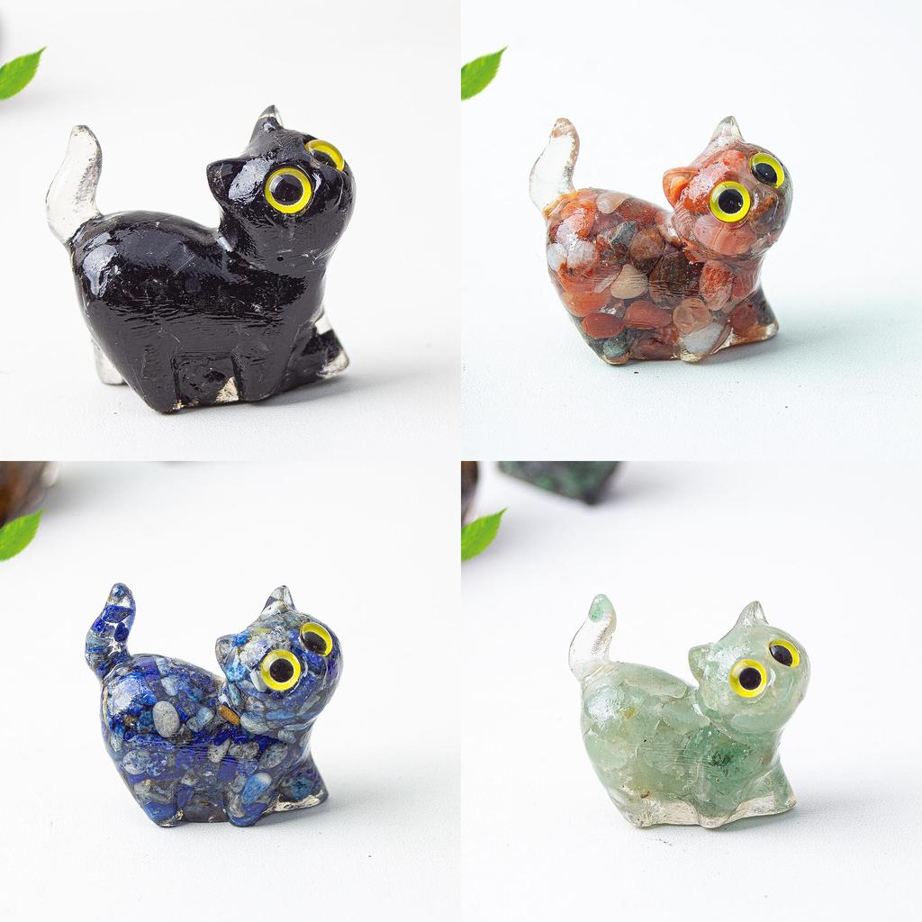 Figurine Artistique en Résine Chat de Cristal Faite à la Main avec un Design Dynamique Pour la Décoration Intérieure et les Cadeaux
