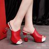 Pantofole da Donna con Suola in Cuoio Mule Sexy da Donna con Tacco Alto Zoccoli Neri Mule con Plateau Open Toe Sandali Slip-on Scarpe 2026