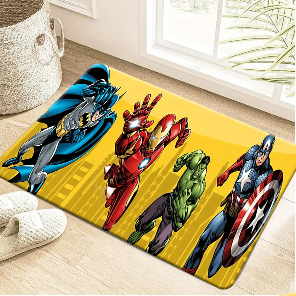Authorized 1pc Cartoon Printed Rug, Spider- Dynamic Pose Red Blue Battle Suit with Abstract Wave Pattern Easy to Clean, Suitab 40cm x 60cm