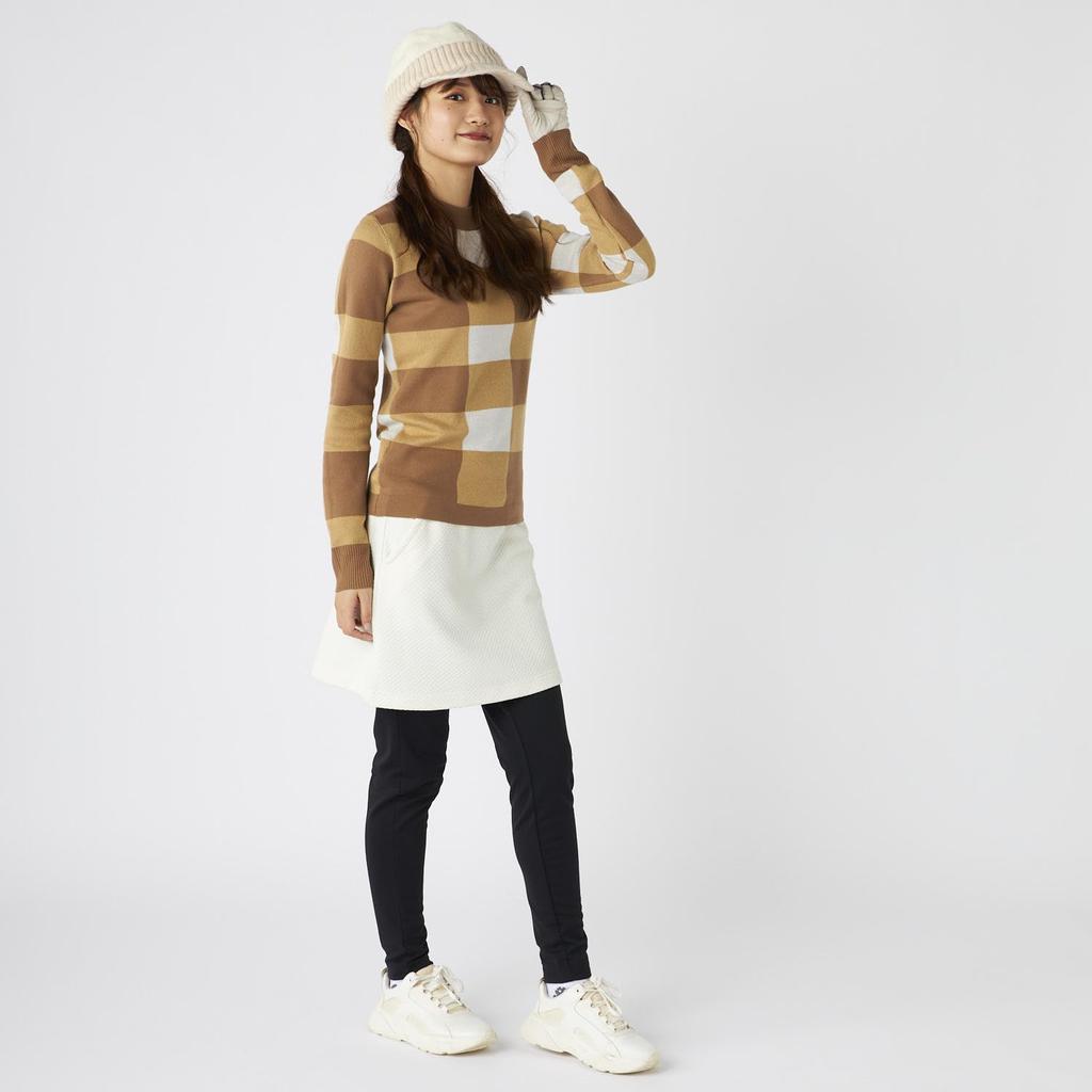 Marie Claire Women's Beige Mock Neck Checkered Golf Sweater (735751)