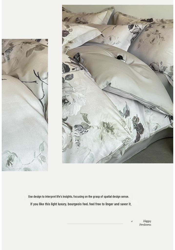 Tencel Cotton Printed Four-Piece Set - Lightweight Luxury Bedding for Spring & Summer
