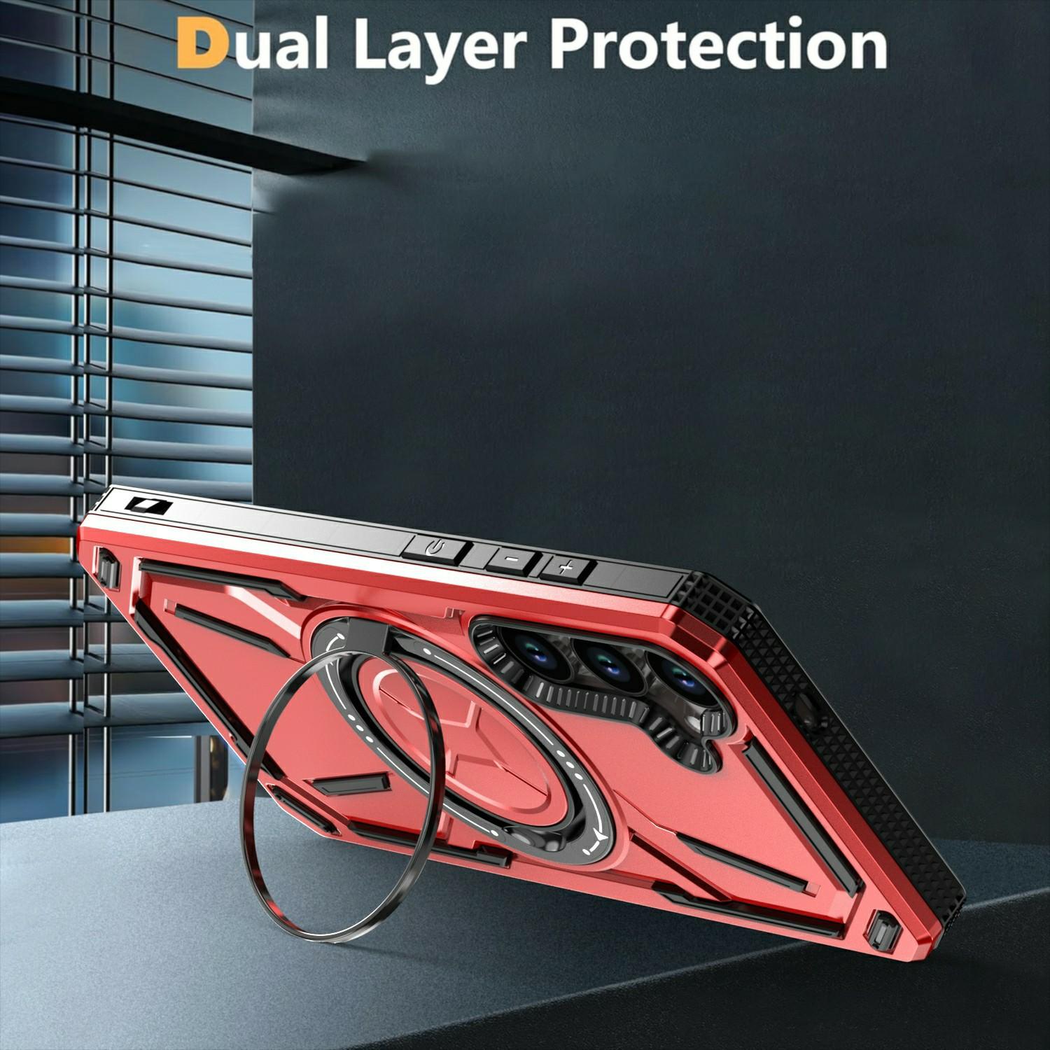 

For Samsung Galaxy S25 Case Compatible with MagSafe Kickstand TPU+PC Phone Cover Black