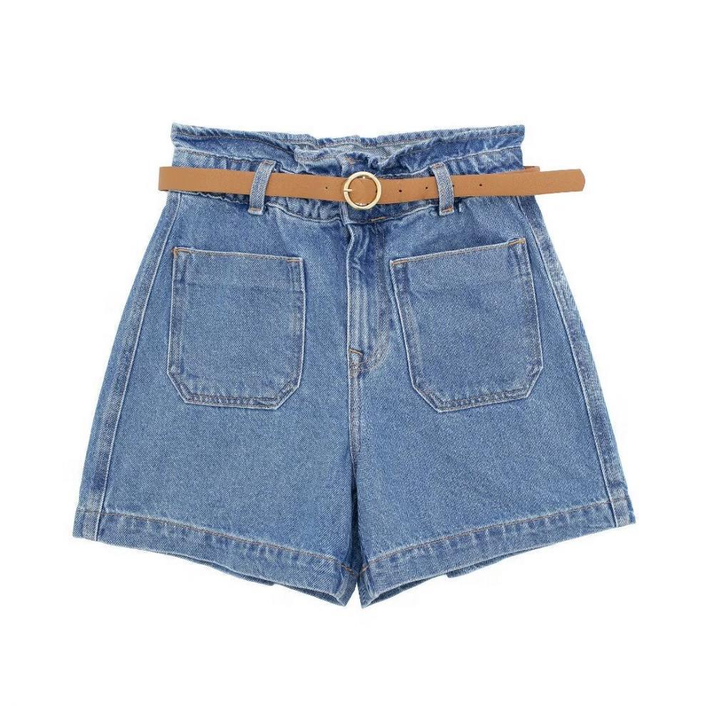 Summer European & American Women's Belted Casual Denim Shorts