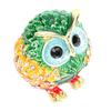 Owl Trinket Box Animal Jewelry Box for Rings Earrings Owl Figurine Home Decor Zinc Alloy Green Orange