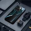 Schwarz-Grüne Texturierte Traumhafte Linien Gehärtetes Glas Handyhülle für iPhone 17 AIR 16 15 14 13 Pro 12 11 ProMax Plus