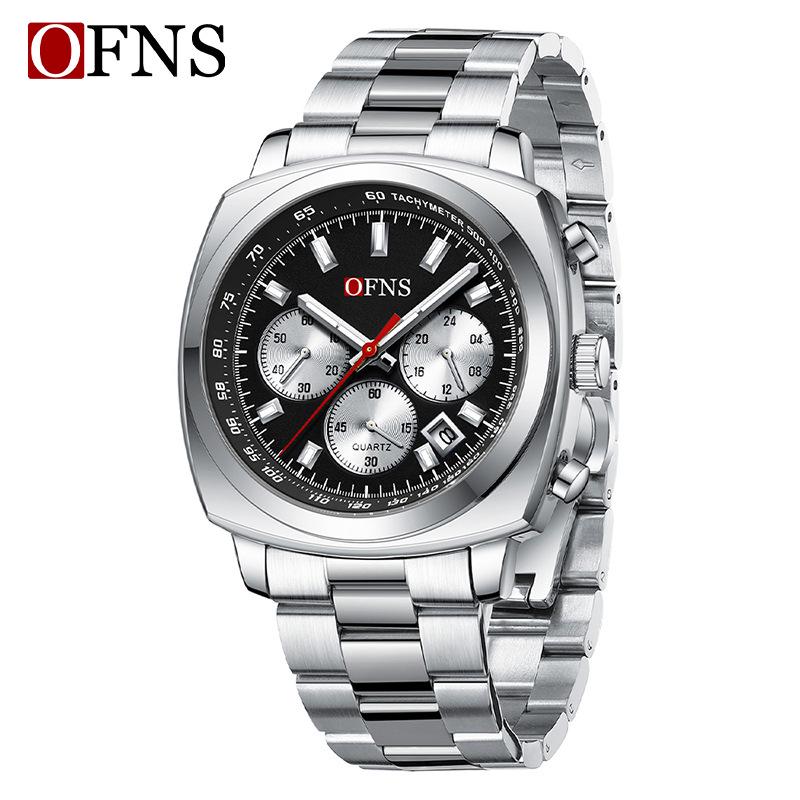 OFNS Men's Multi-Function Waterproof Quartz Watch - Business Edition with Calendar and Six-Hand Chronograph.