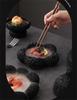 Black Cement Tableware Dinner Plate stone Sashimi sushi Disc Dry Ice Tray Plate Dessert Plates Dim Sum Dish Steak Plates Bowl