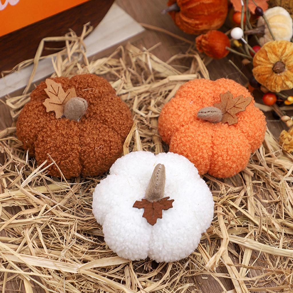 3Pcs Mini Pumpkin Decor Autumn Farmhouse Halloween Harvest Car Ornament Decorations