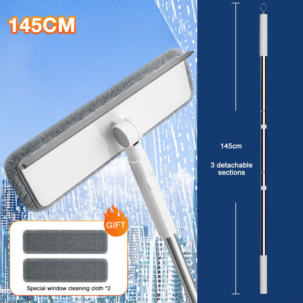 3-in-1-Teleskop-Fensterglasreiniger, Wischer, langer Griff, doppelseitige Bürste, Fenstermopp, Abzieher, Wischer, Haushaltsreinigungswerkzeug