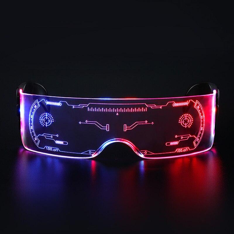 Colorful Luminous LED Glasses for Music Bar KTV Neon Party Christmas Halloween Decoration LED Goggles Festival Props