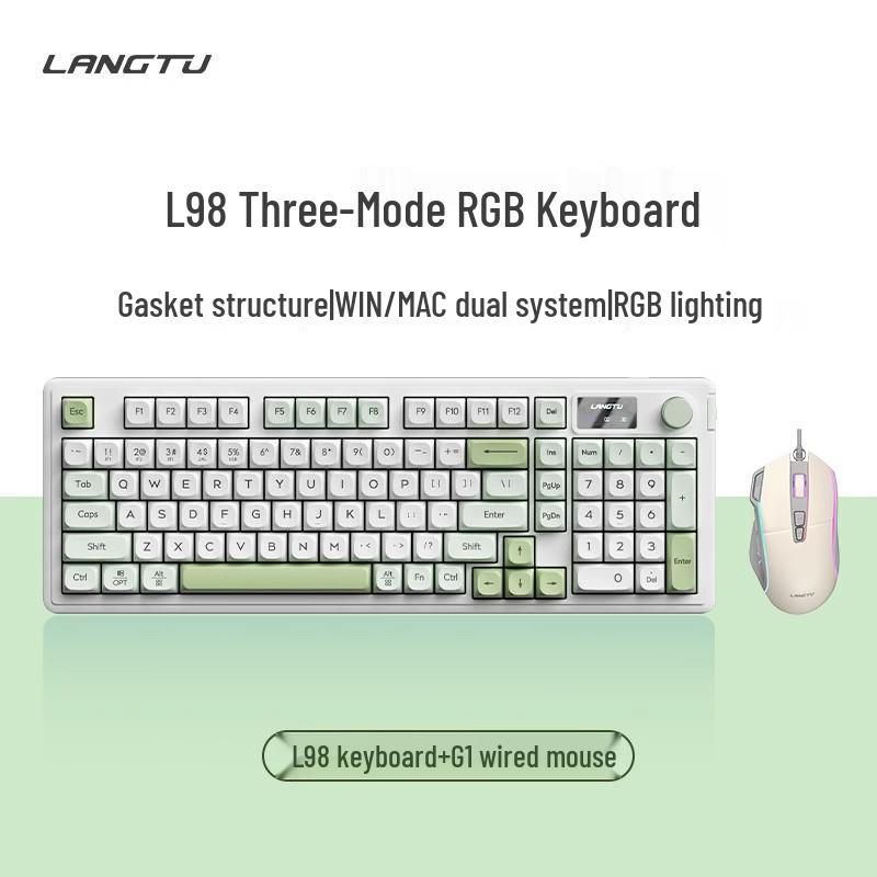 L98 Silent Wired Keyboard & Mouse Set - Stylish RGB Design for Girls, Office, and Gaming Use