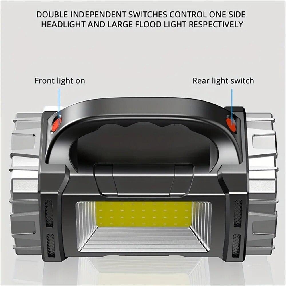 5000LM Multi Functional LED Flashlight - Brightness, 7 Modes, Solar/USB Rechargeable, Waterproof, for Camping and Outdoor Lighting