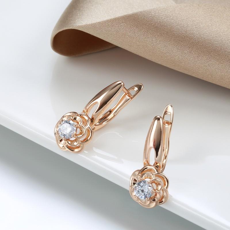 Fashion rose earrings women's zircon stud earrings wind ear buckle ear jewelry