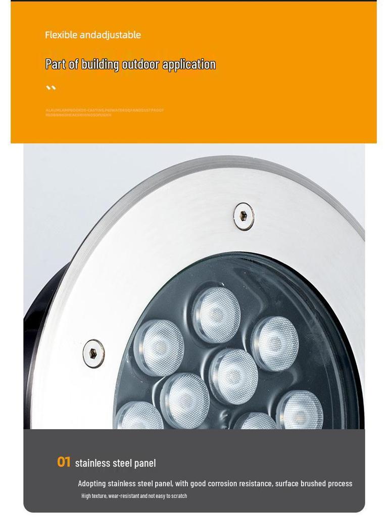 Ultra-Thin Waterproof LED In-Ground Courtyard Spotlight for Garden Decoration
