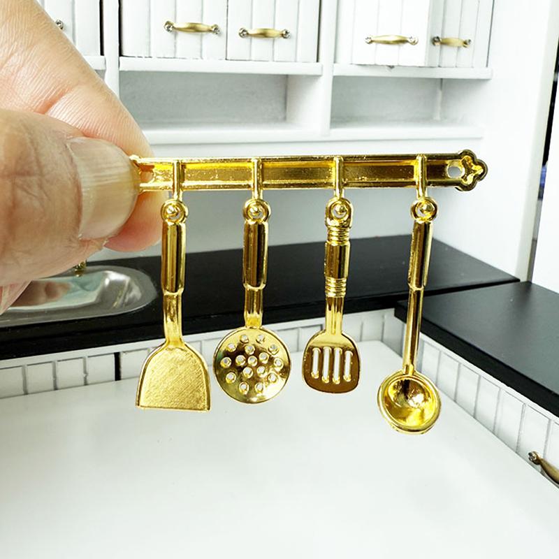 1Set 1:12 Dollhouse Miniature Spatula Slotted Spoon Kitchen Model Decor Toy Doll House Accessories