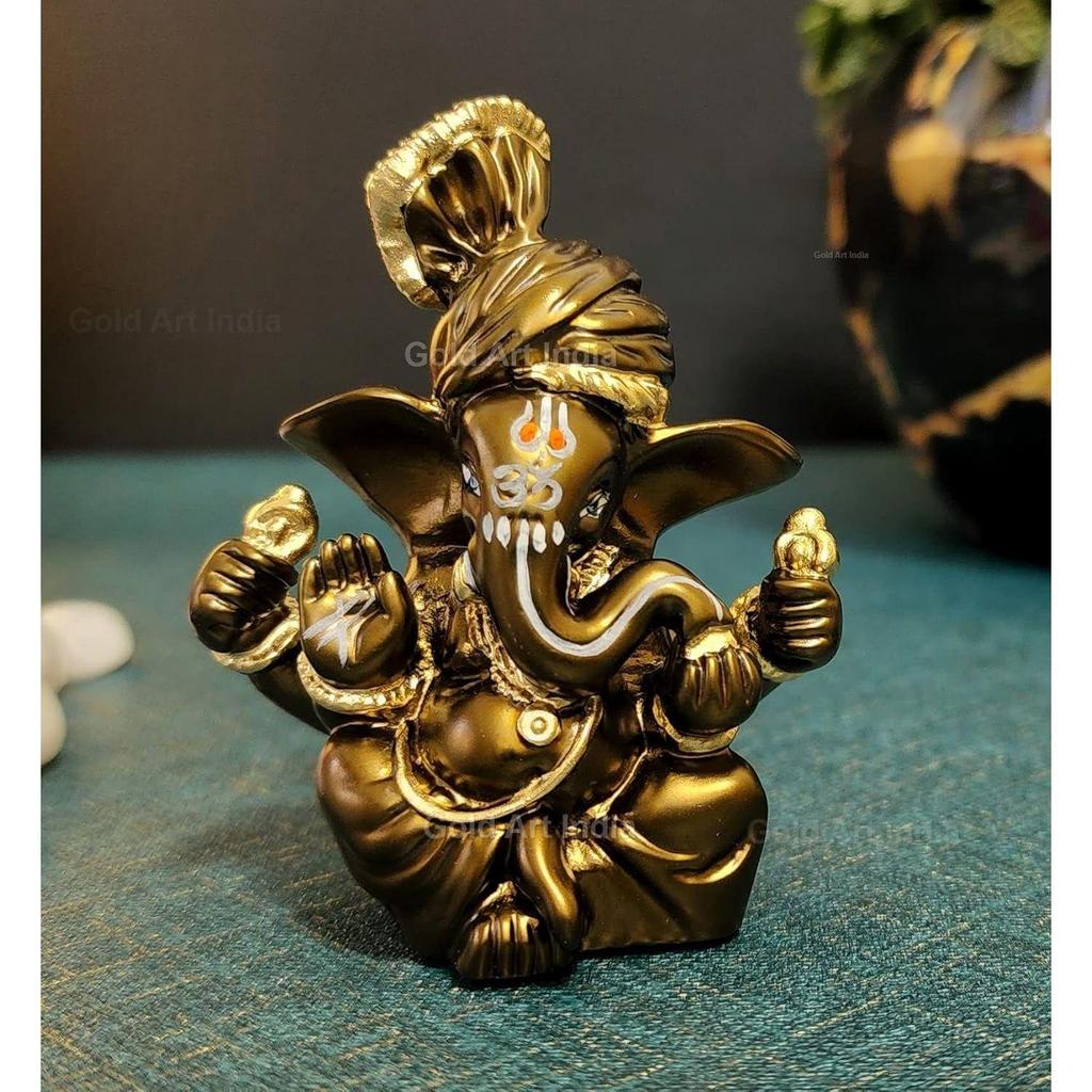 French Brown Ceramic Pagadi Ganesh Idol for Home Decor Ganesha Murti Ganpati Idol for Office