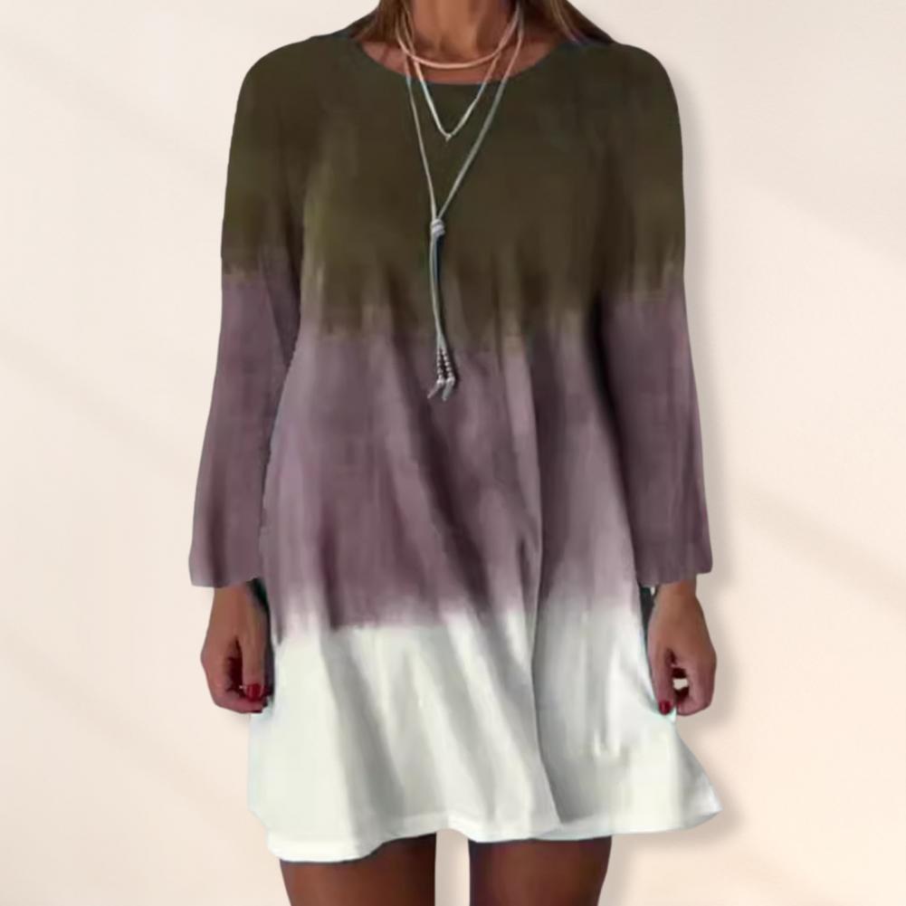 Dámské šaty s dlouhým rukávem Šaty s potiskem v přechodových barvách Volný střih Kulatý výstřih Pulovrové šaty pro každodenní nošení, do práce, na večírky