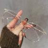 Fashionable Ultra-light Retro Temperament Half-frame Glasses For Women With High-end Anti-blue Light Flat-glass Myopia Glass