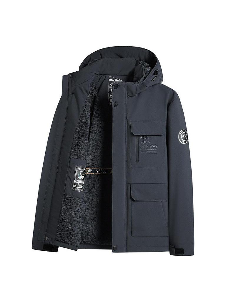 Men's Winter Hooded Jacket - Thick, Windproof, and Warm Outdoor Workwear