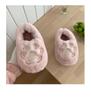 Women's Cute Korean Style Heart Plush Winter Slippers with Cat Paw Design and Soft Full Heel