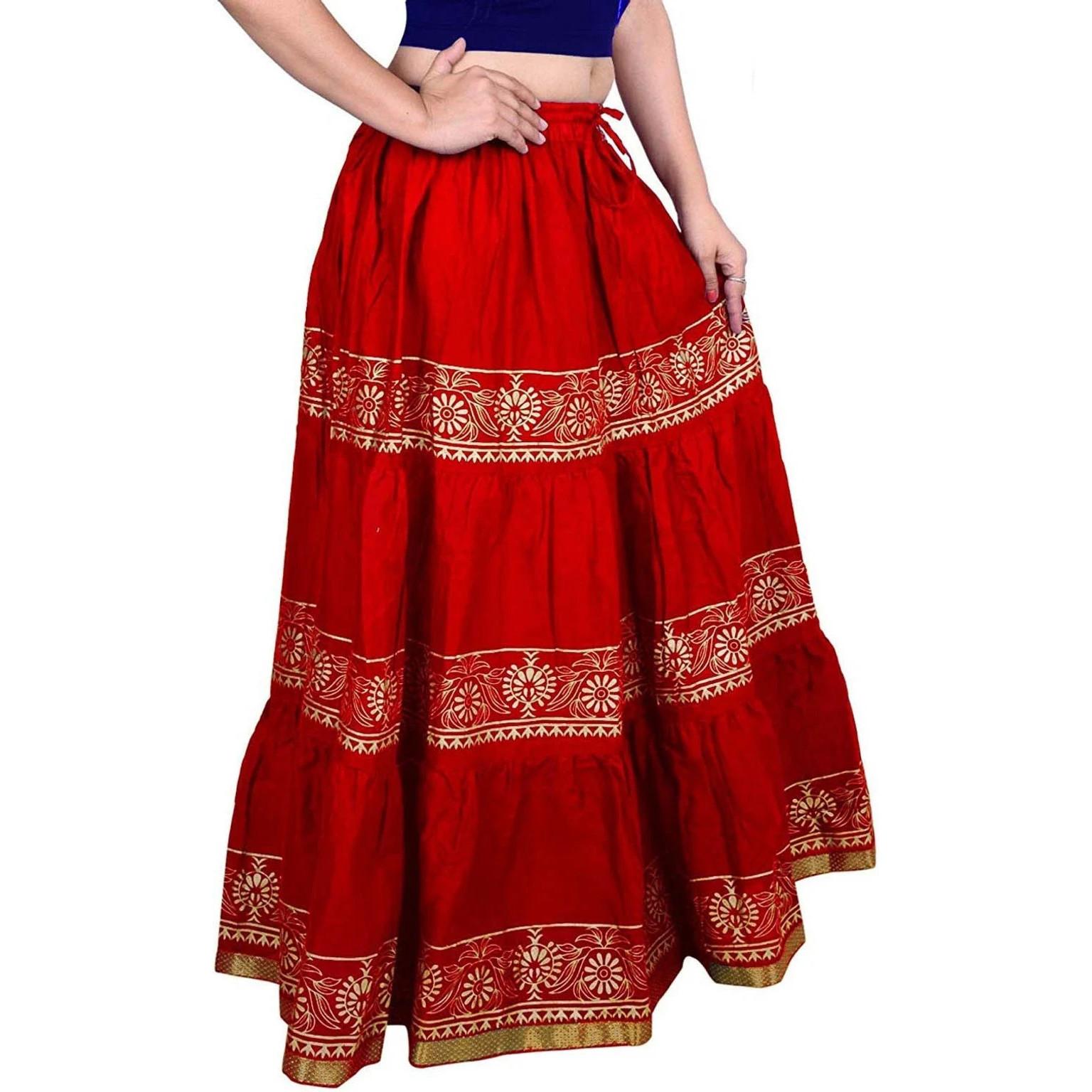 Pure Cotton Women s Ethnic Skirt Bollywood Beautiful Flared Long Skirt Dress Free