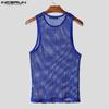 INCERUN Herren Ärmellos Durchsichtig Nieten Patchwork Lässige Tanktops