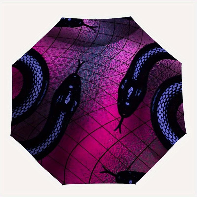 

1pc Serpent Print Automatic Folding Umbrella, Portable & Foldable Design with 8 Ribs, Casual Outdoor Accessory yy250805137
