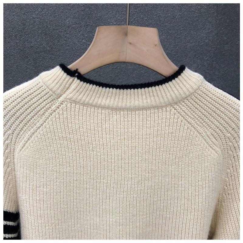 Round Neck Contrasting Trend Sweater Warm Men's Versatile and Handsome Pullover Base Knitted Sweater