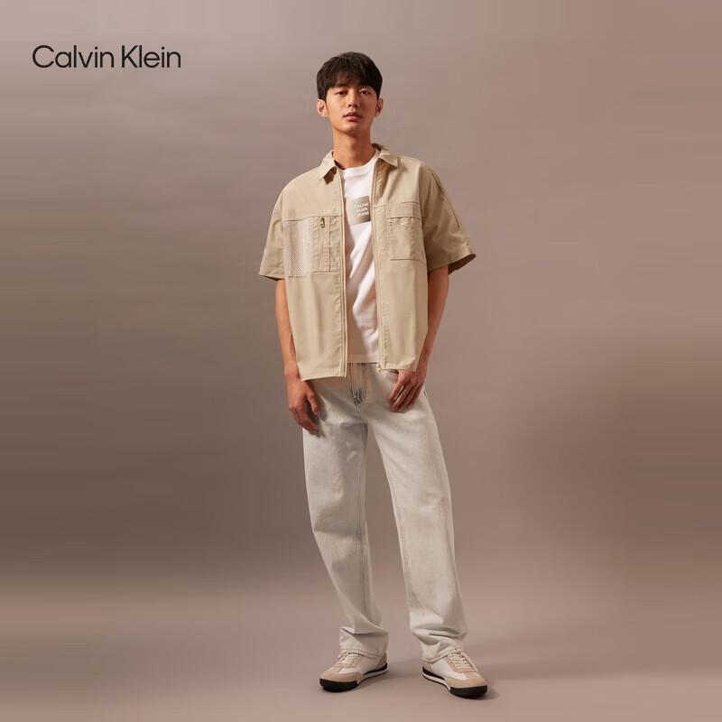 Calvin Klein Jeans Men s Zipper Lapel Short Sleeve Shirt J325878 S
