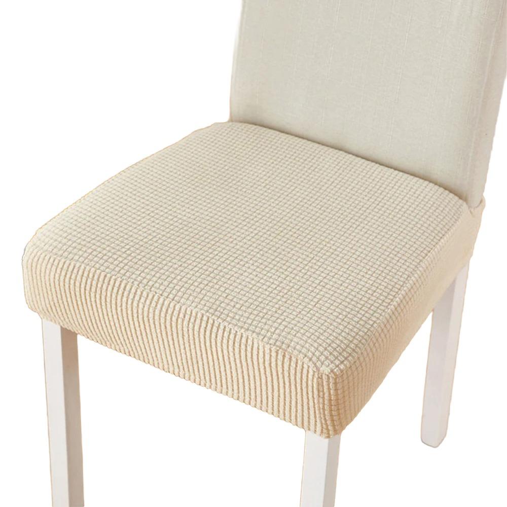 Elastic Stretch Seat Covers for Dining Chairs Waterproof Solid Color Chair Seat Slipcovers Removable Jacquard Cushion Slipcovers