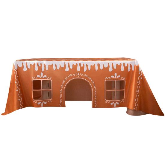 

Пряничный домик Рождественская скатерть Многоразовая прямоугольная накидка на стол с игривыми вырезанными окошками Праздничный игровой домик Настольный тент для кухни S Gingerbread Man