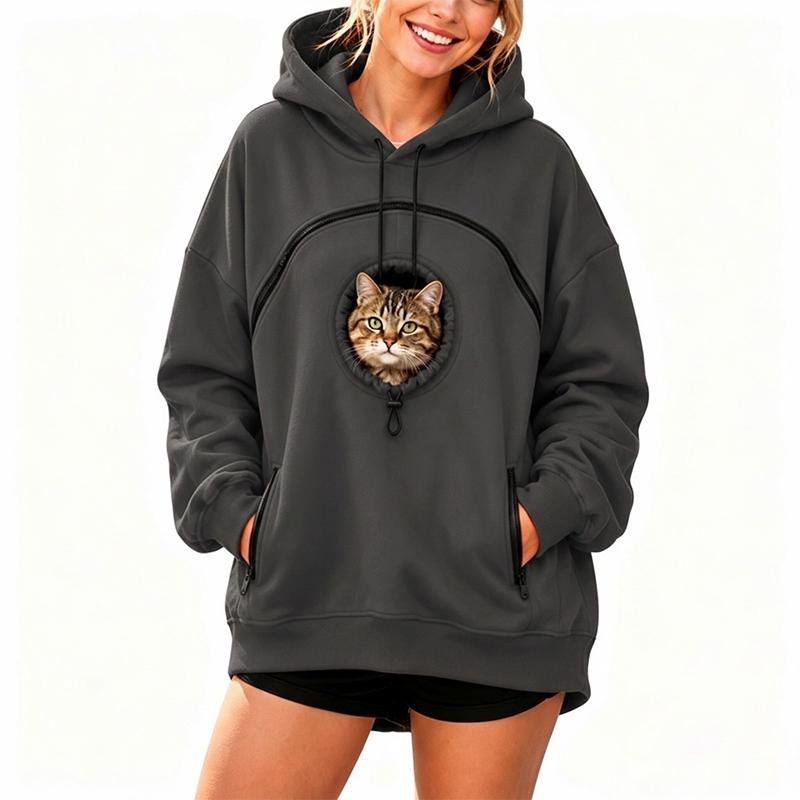 Pet Pouch Hoodie Cat Hoodie Big Size With Pouch Pull Pocket For Dogs Hoodies Front Cats Dogs Carrier Sweatshirts Side Zip Pocket