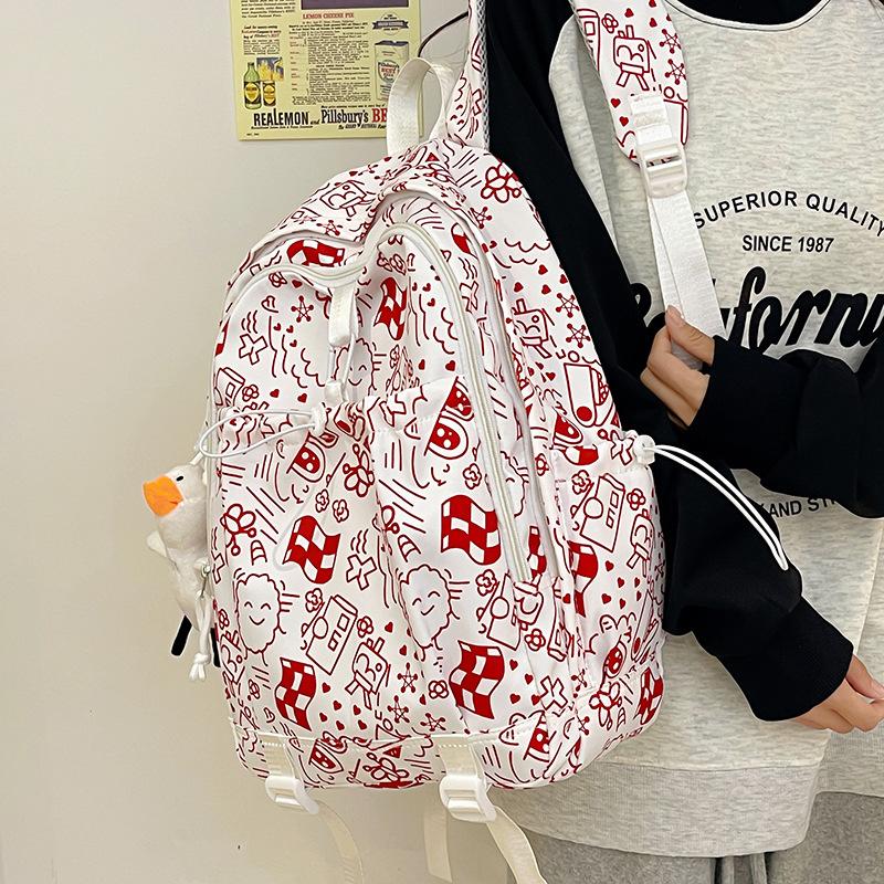 Schoolbag1011 new graffiti print backpack female Korean version trend high school student schoolbag junior high school student casual backpack