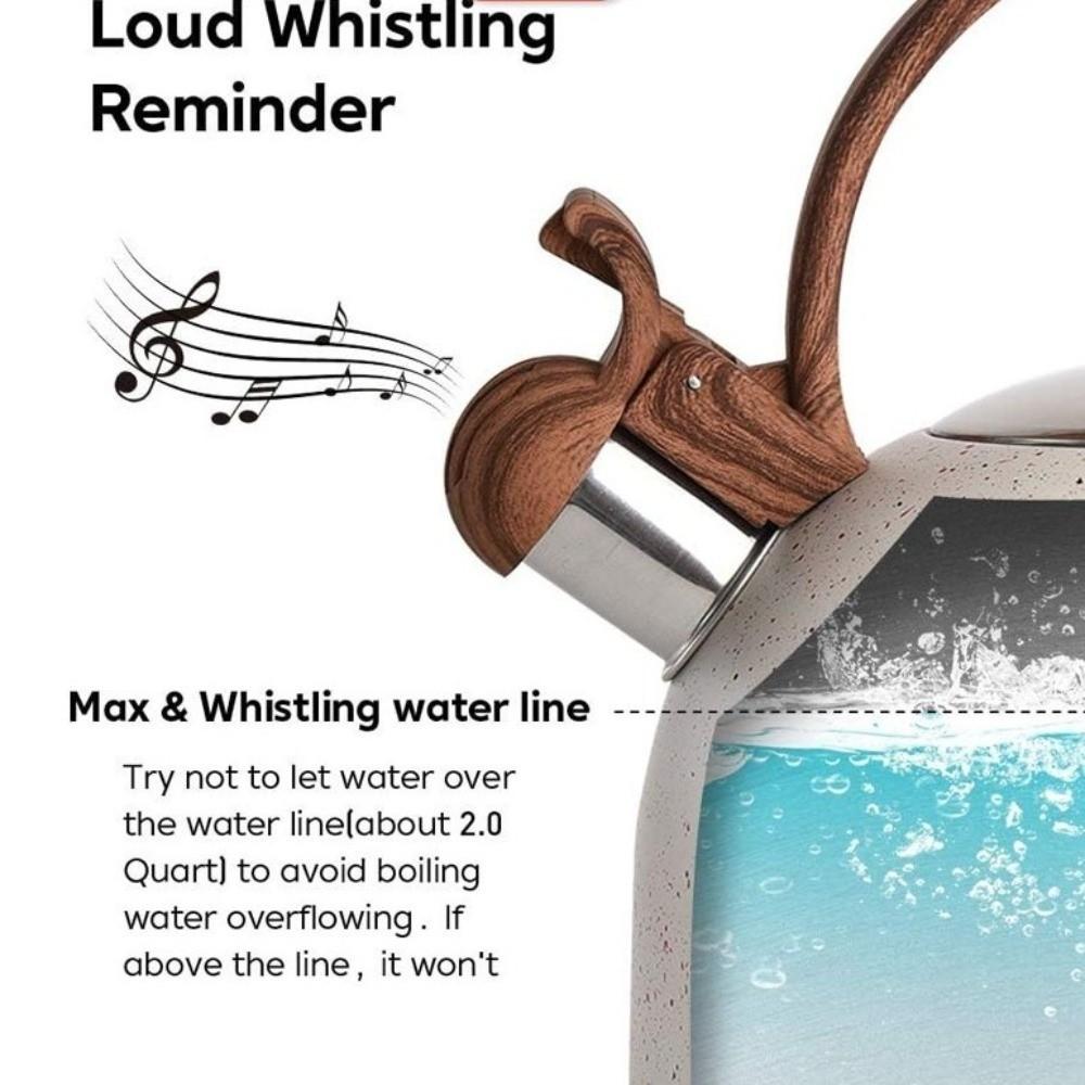 3L Whistling Kettle Wooden Handle Boiling Coffee Pot Durable Gas Induction Cooker Kettle  Kitchen