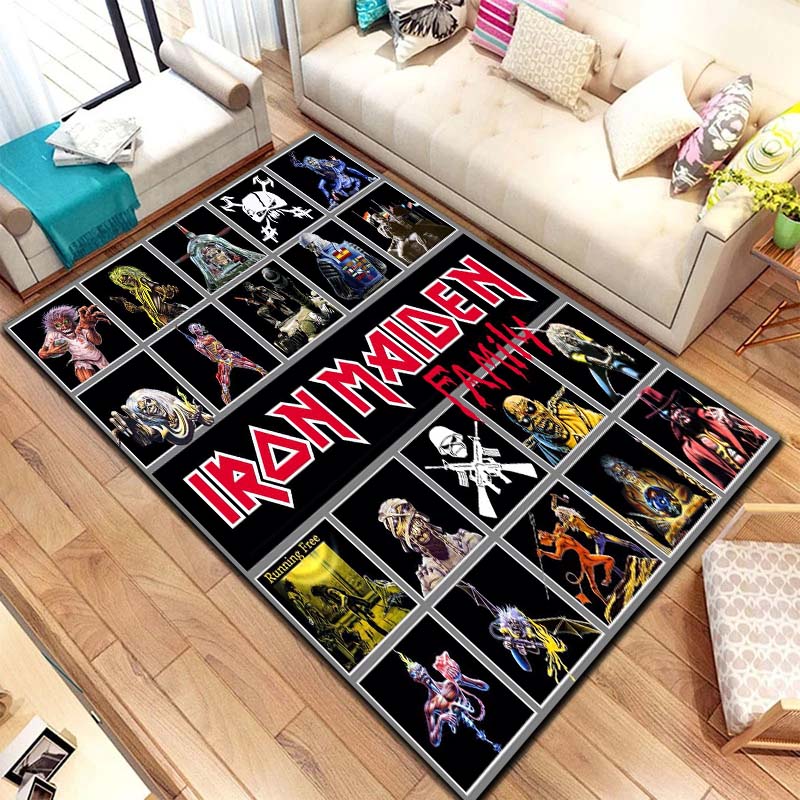 Band I-Iron M-Maidens Carpet Yoga Mat Living Room Bedroom Decoration Home Office Hotel Entrance Non slip Area Flannel CarpetGift