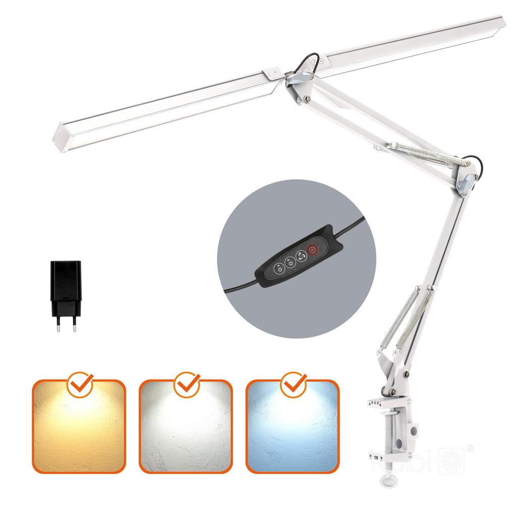 LED desk lamp 28W 3CCT, white, adjustable, tabletop mounting, 1400 lm