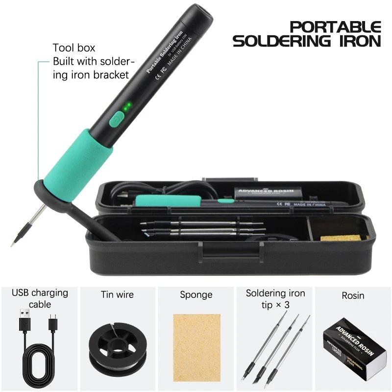 USB Rechargeable Wireless Soldering Iron 5V 15W/Portable Electric Soldering Kit With 3 Tips Fast Heating For DIY Repair