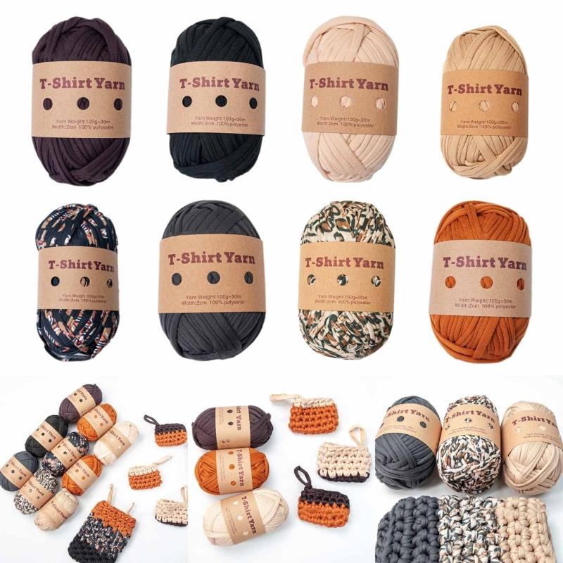 Yarn Knitting Yarn Multicolor Polyester Strips for DIY Crochet Project for Making Bags,Coasters Basket Cushions