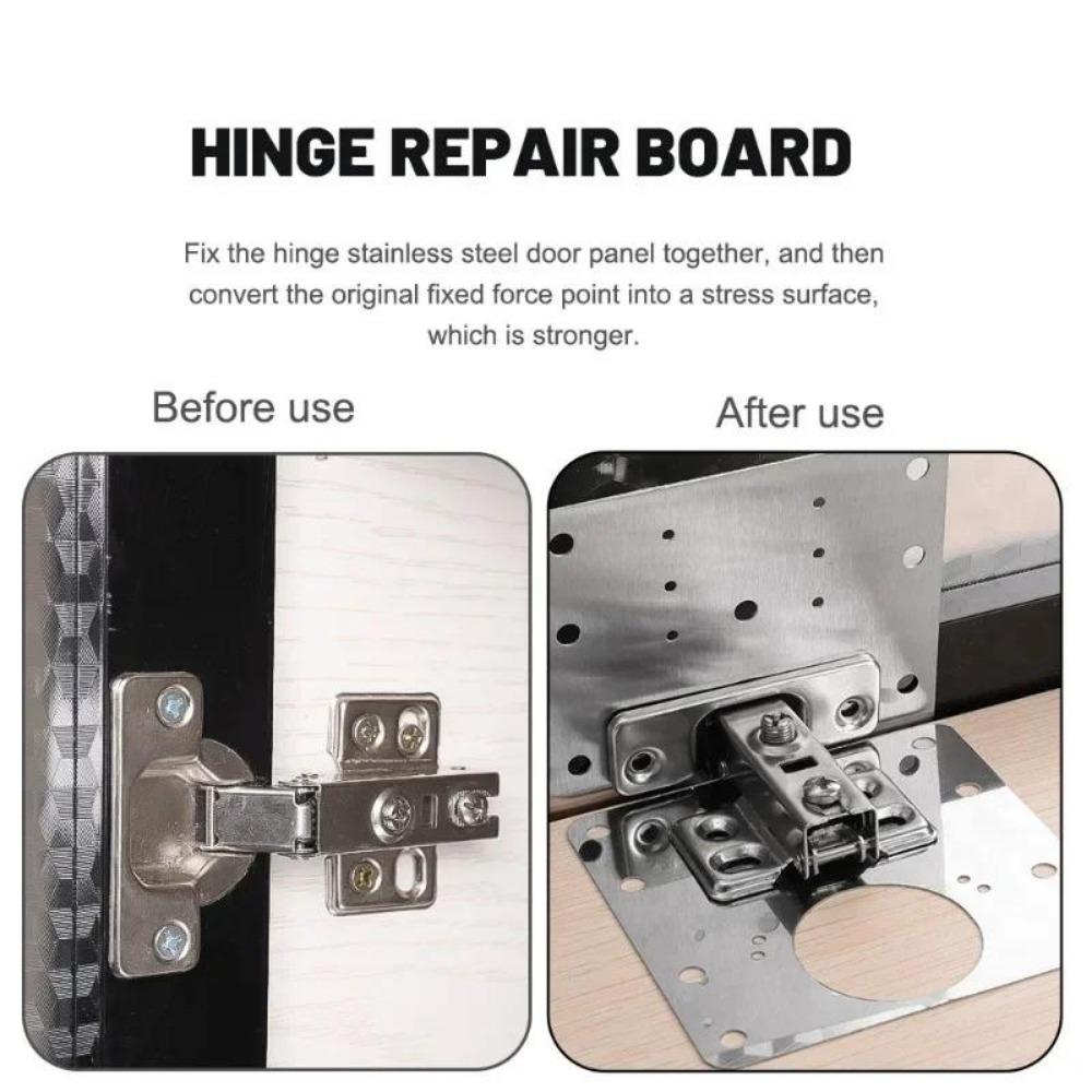 10PCS Hinge Repair Plate Kit Stainless Steel Cabinet Door Hinge Mounting Plates with Screw Household Hardware Fixing Tools