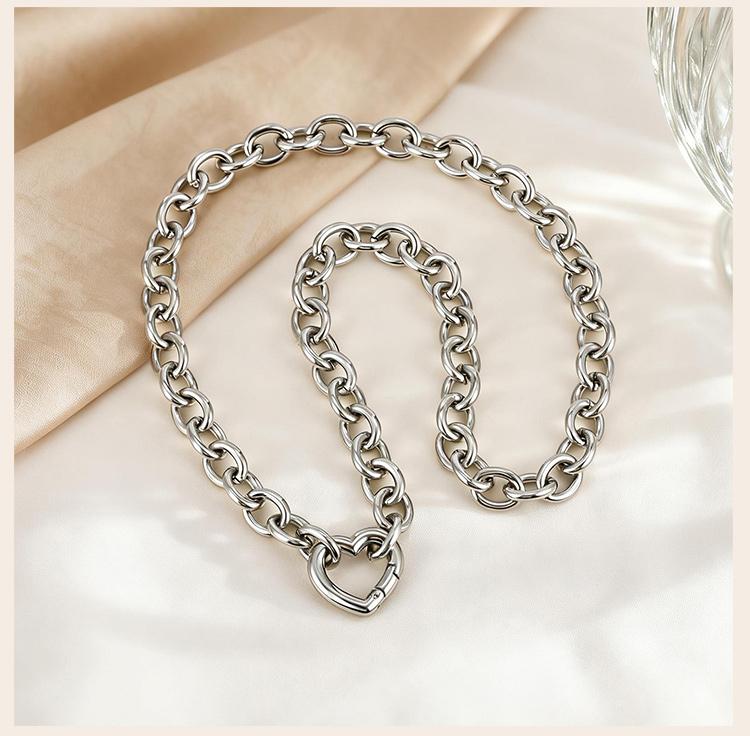 Collier ras-du-cou Choker en Acier Inoxydable avec Fermoir Cœur pour Femmes Hommes Chaîne Maillons Cubains Épais Punk Hip Hop Bijoux Cadeau