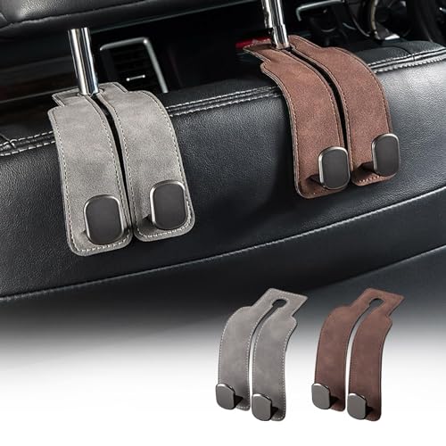 

JUSTBOKU Крючки на подголовник, Крючки для автомобиля, Крючки для багажа, Крючки на сиденье автомобиля, Интерьер автомобиля, Двусторонние крючки, Крючки для хранения в автомобиле, Набор из 2 штук (Серый, Коричневый)