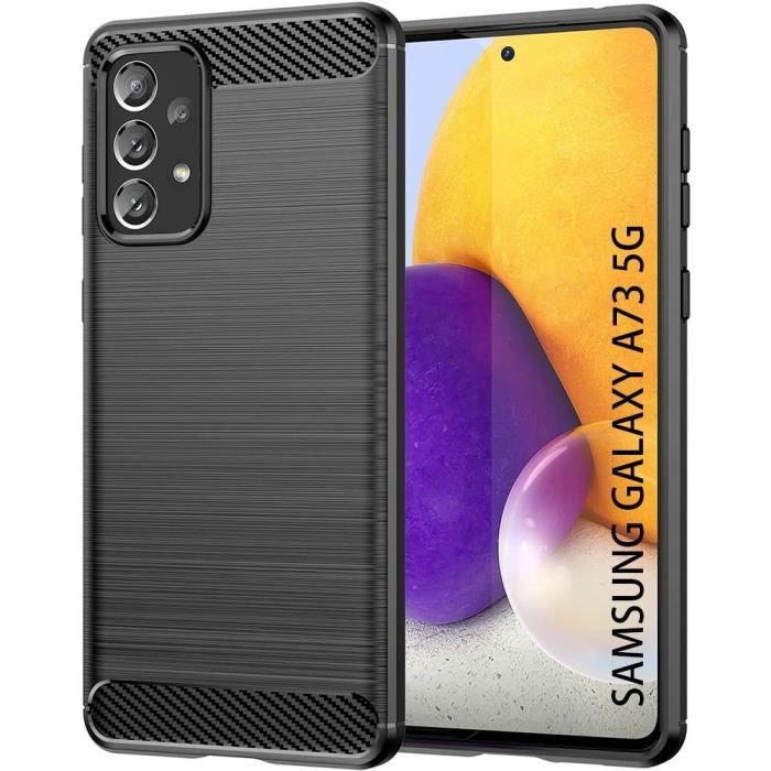 Coque de protection - PROSHOP - Samsung A73 5G - Souple - Motif traits acier - Noir