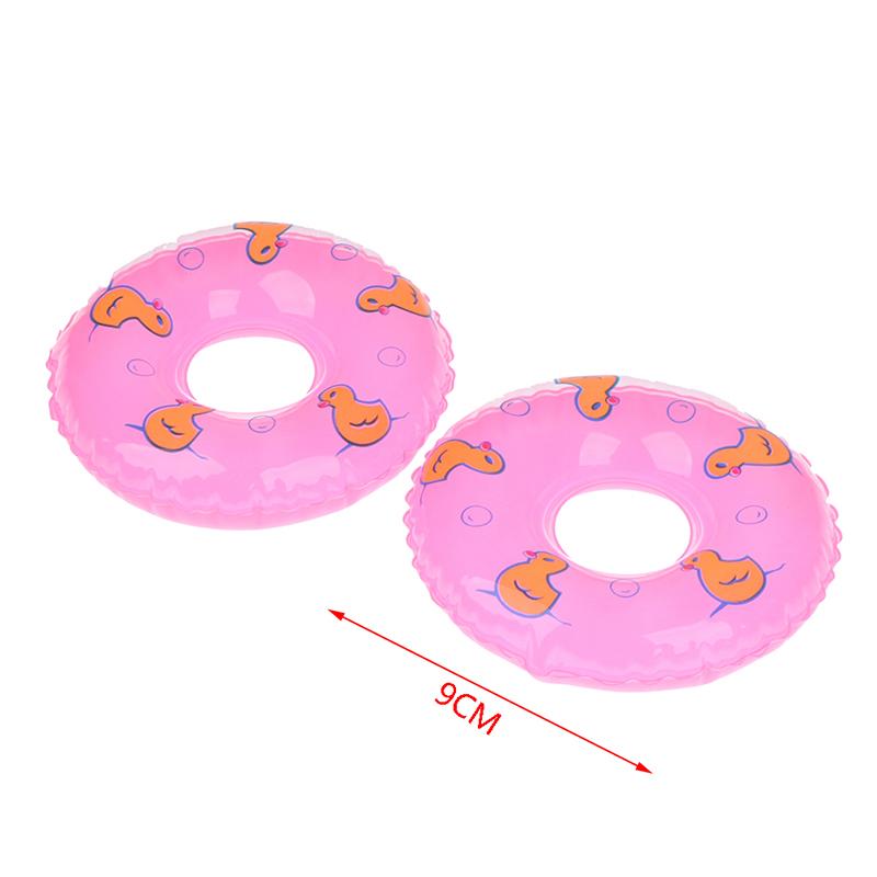 2Pcs Dollhouse Miniature Swimming Ring Cute Duck Summer Bathing Float Lifebelt Toy Living Scene Decor