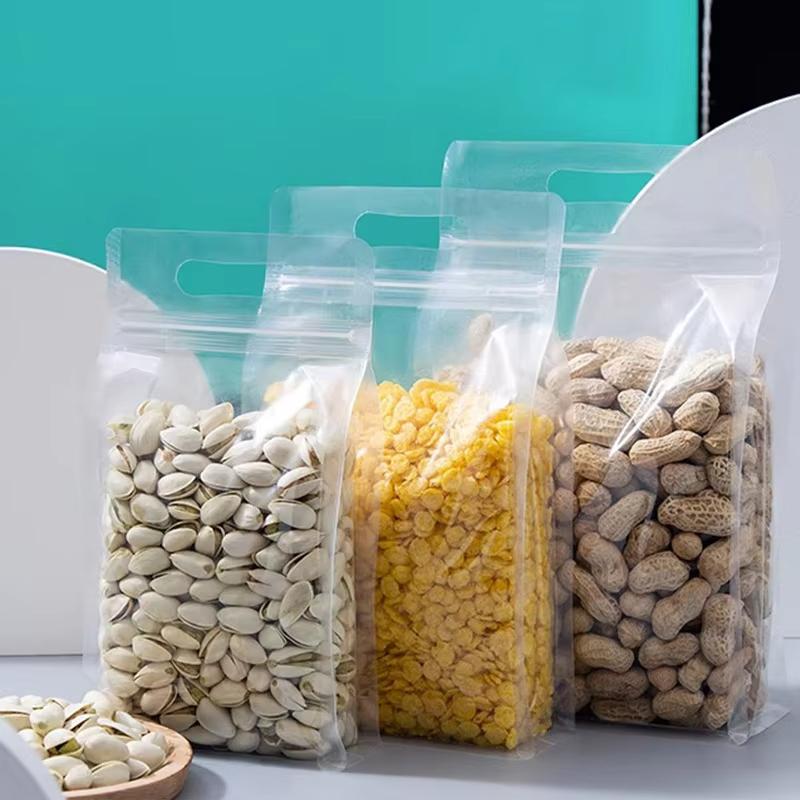 10Pcs Transparent Self Sealing Bag with Handle. Used for Storing Food. Portable Household and Commercial Food Packaging Bags