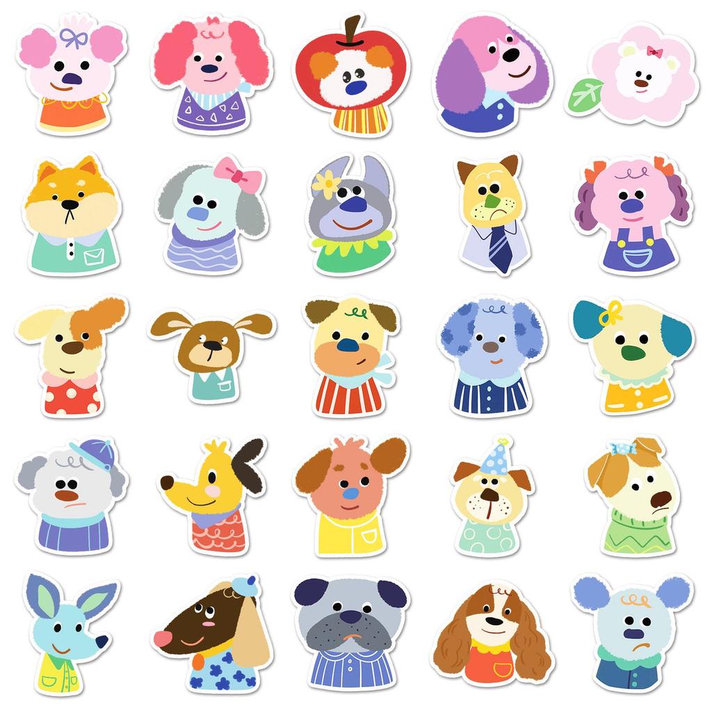 50 Cute Hand-Drawn Puppy Avatar Graffiti Stickers for Water Bottles and Phone Cases