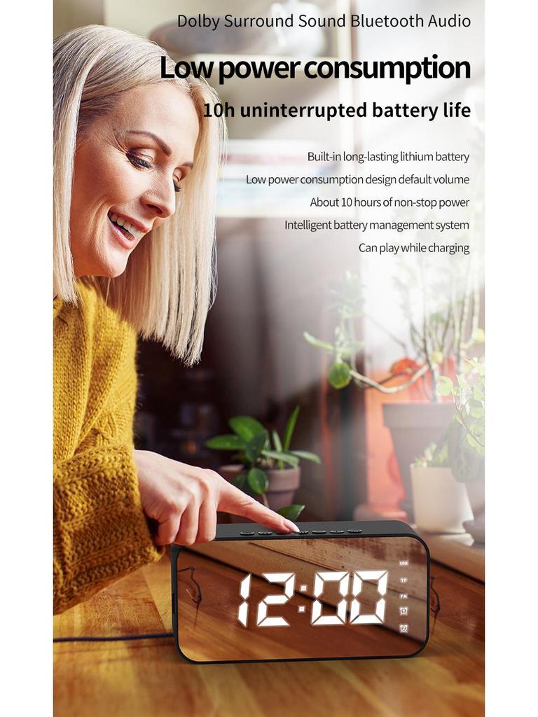 Głośnik Bluetooth S15 Budzik z Długą Żywotnością Baterii, Jakość Dźwięku Hi-Fi, Karta TF i Radio