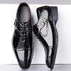 Men's shoes casual shoes young men's suits trendy leather shoes business Hong Kong-style engraved pointed tip slip-resistant large size